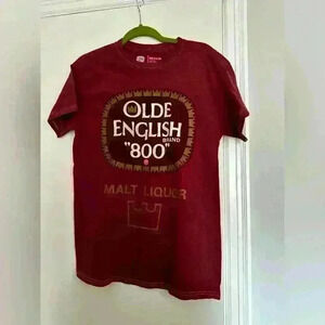NWOT Olde English 800 Brand Malt Liquor Beer Red Maroon T-shirt Medium.